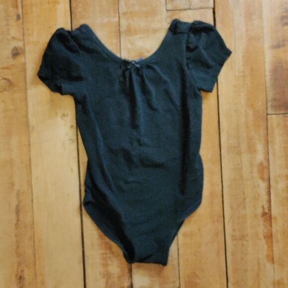Old Navy leotard 2T black cotton ballet dance short sleeve spring summer - Picture 1 of 5